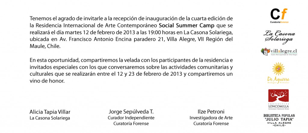SOCIAL SUMMER CAMP IV - invitacion recepcion febrero 2013